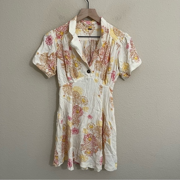 Free People Hawaii Combo Casual Mini Dress Cream Yellow XS - Picture 6 of 16